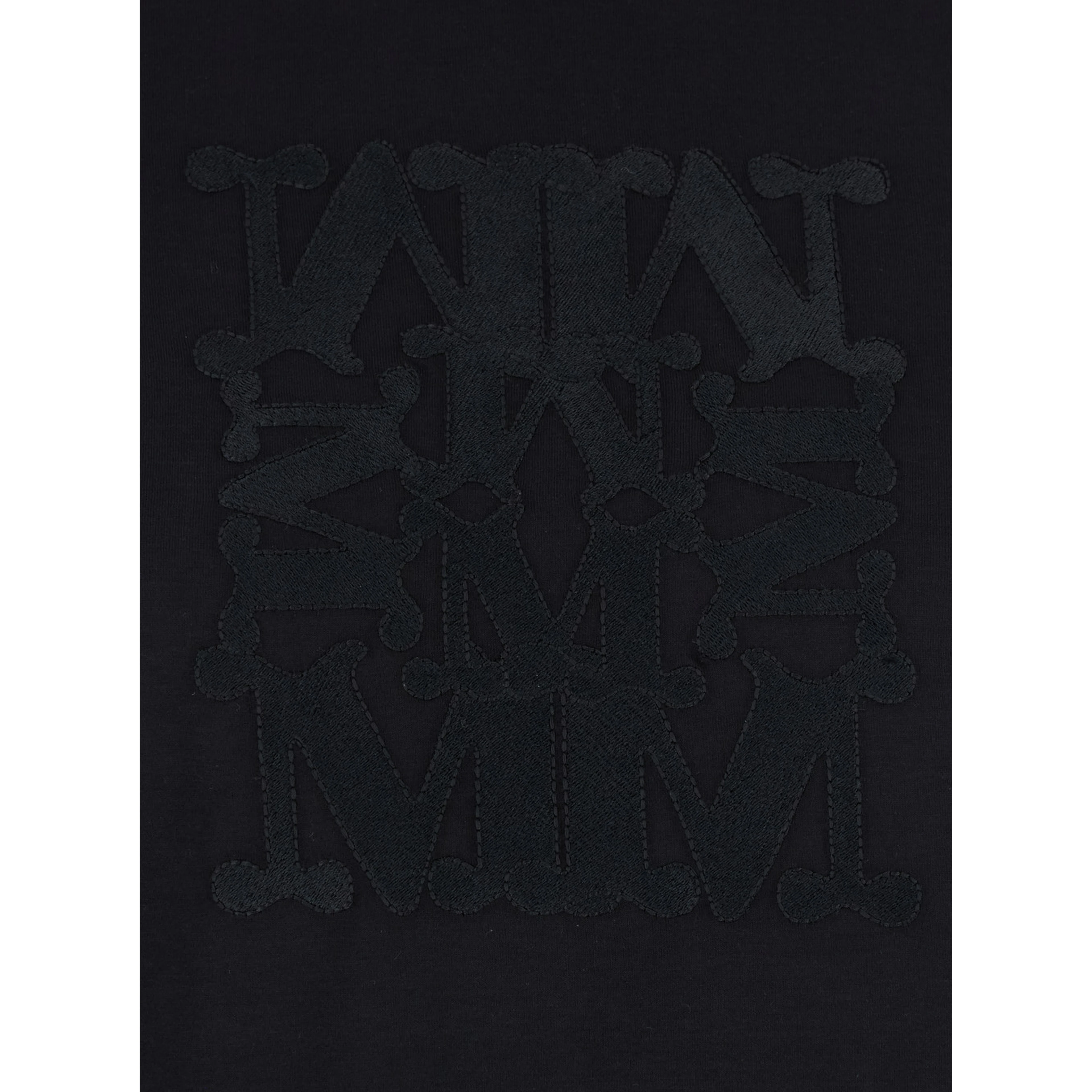 Black Crew Neck T-Shirt with Front Logo in Cotton Woman