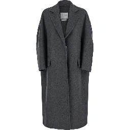 Asburgo Grey  Coat with Notched Revers in Virgin Wool Blend Woman