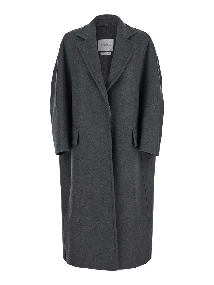 Asburgo Grey  Coat with Notched Revers in Virgin Wool Blend Woman
