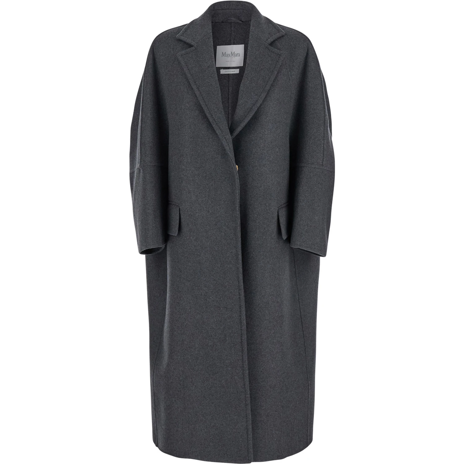 Asburgo Grey Coat with Notched Revers in Virgin Wool Blend Woman