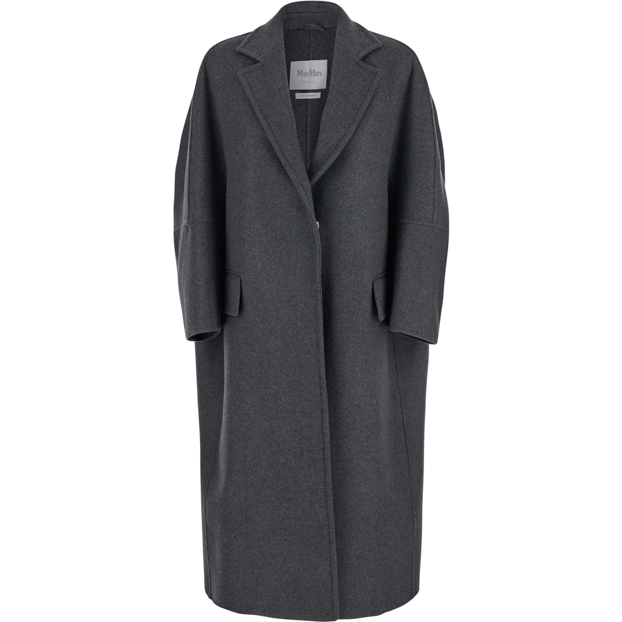 Asburgo Grey  Coat with Notched Revers in Virgin Wool Blend Woman