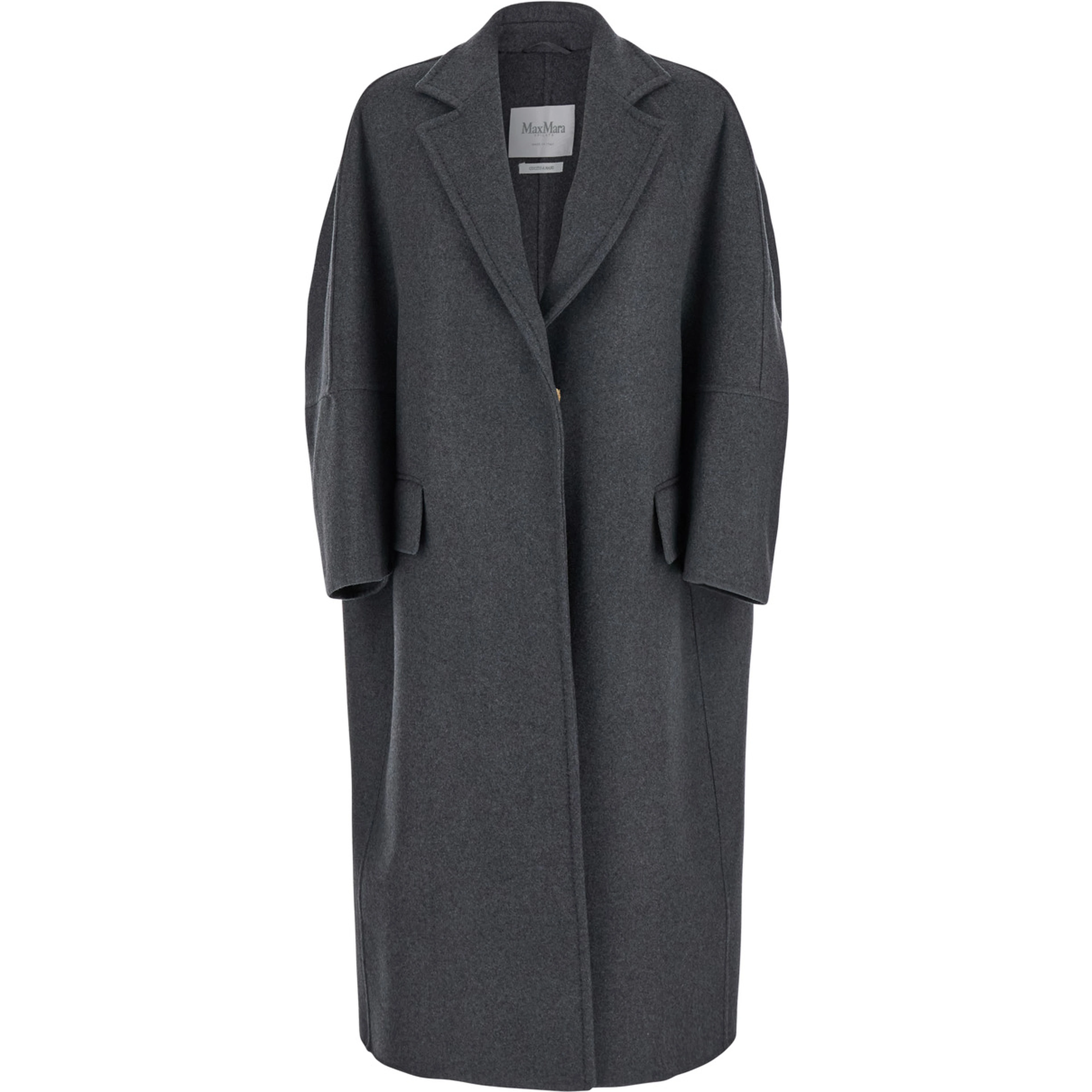 Asburgo Grey Coat with Notched Revers in Virgin Wool Blend Woman