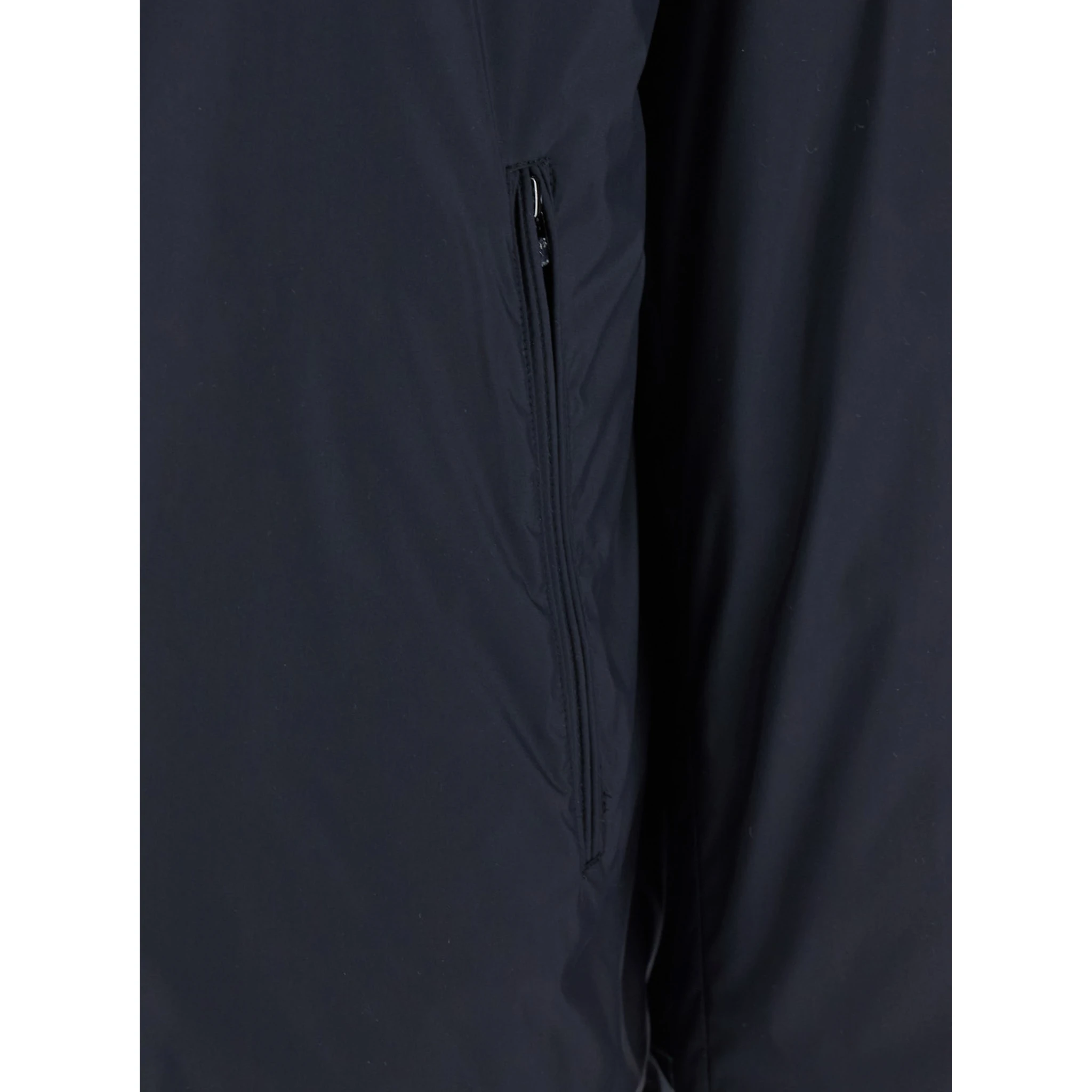 Blue Down Jacket with Hood and Front Zip Closure in Tech Fabric Man