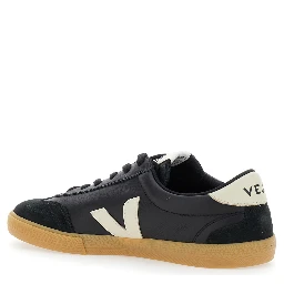 Volley Black Sneakers with Side Logo and Lettering Logo on the Heel in Organic Cotton Unisex