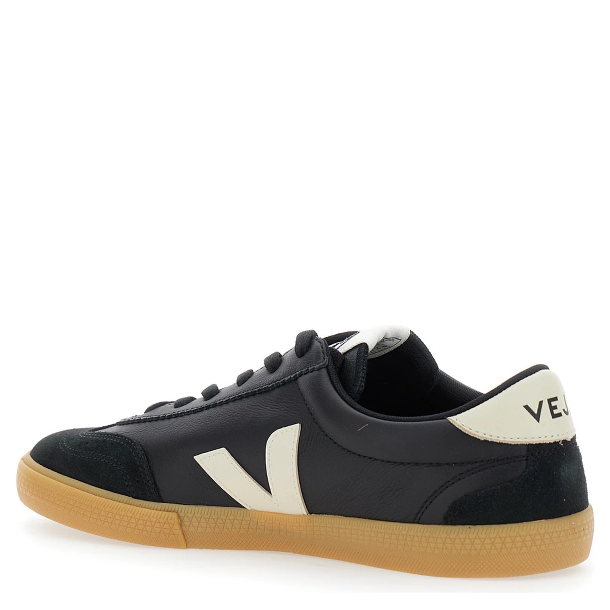 Volley Black Sneakers with Side Logo and Lettering Logo on the Heel in Organic Cotton Unisex