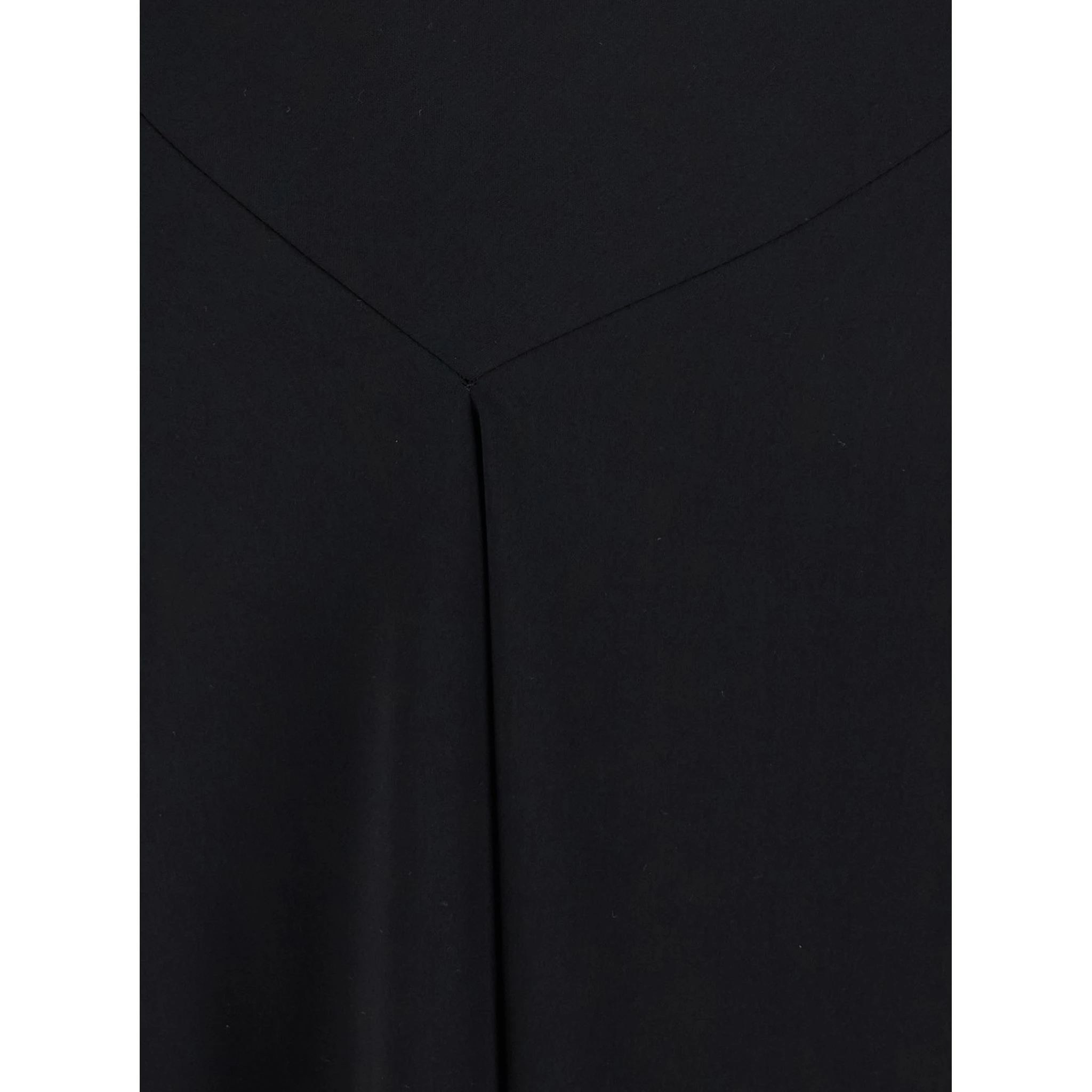 Black Long Dress with Square Neckline and Short Sleeves in Tech Fabric Woman