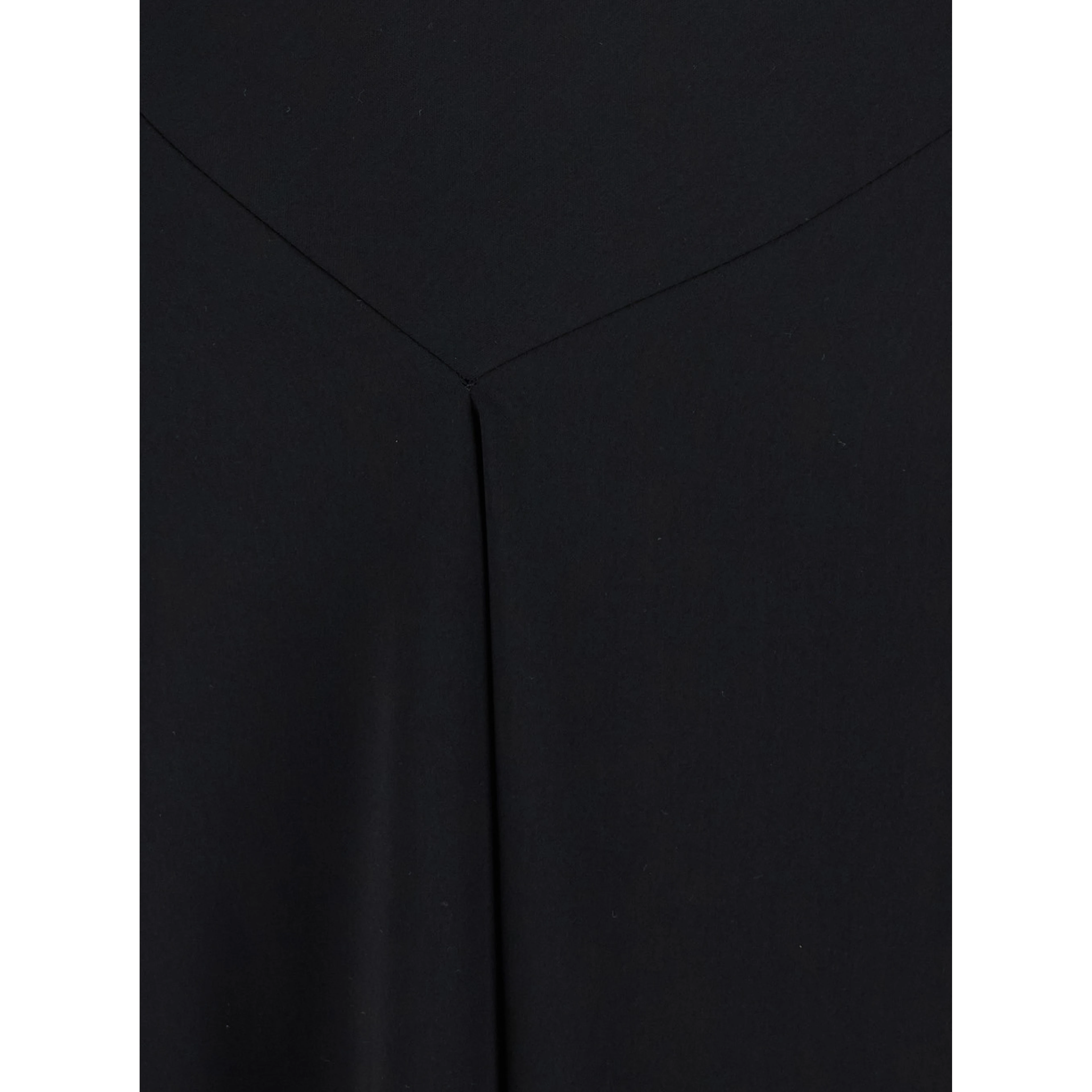 Black Long Dress with Square Neckline and Short Sleeves in Tech Fabric Woman