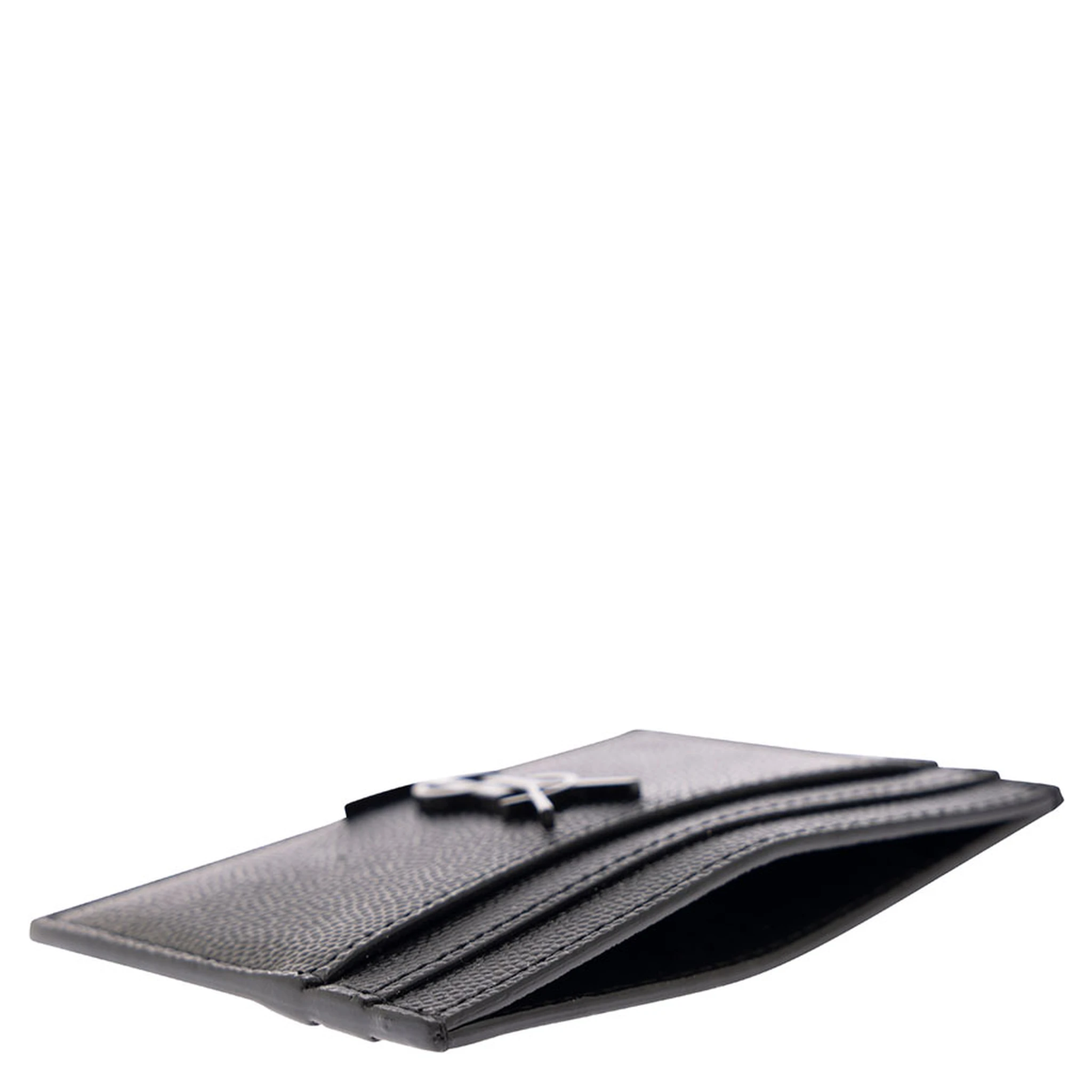 Black Card-Holder with Tonal Cassandre in Grain de Poudre Leather Man