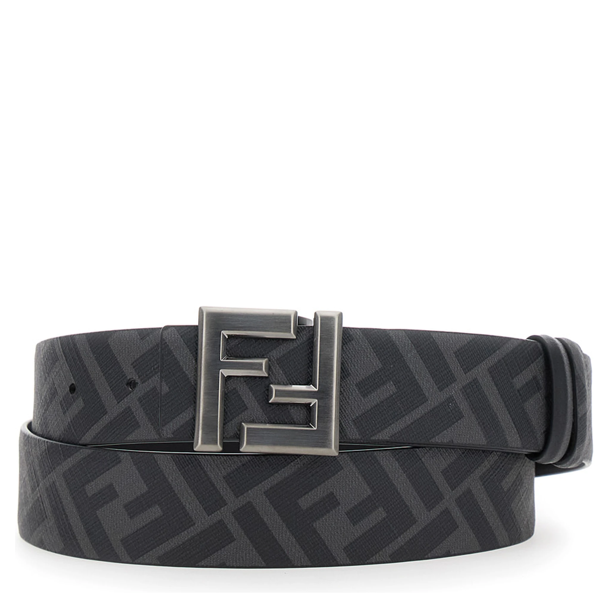 Black Reversible Belt with FF Buckle in Leather Man
