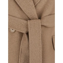 Enzo Beige Coat with Wide Notched Revers in Virgin Wool Woman