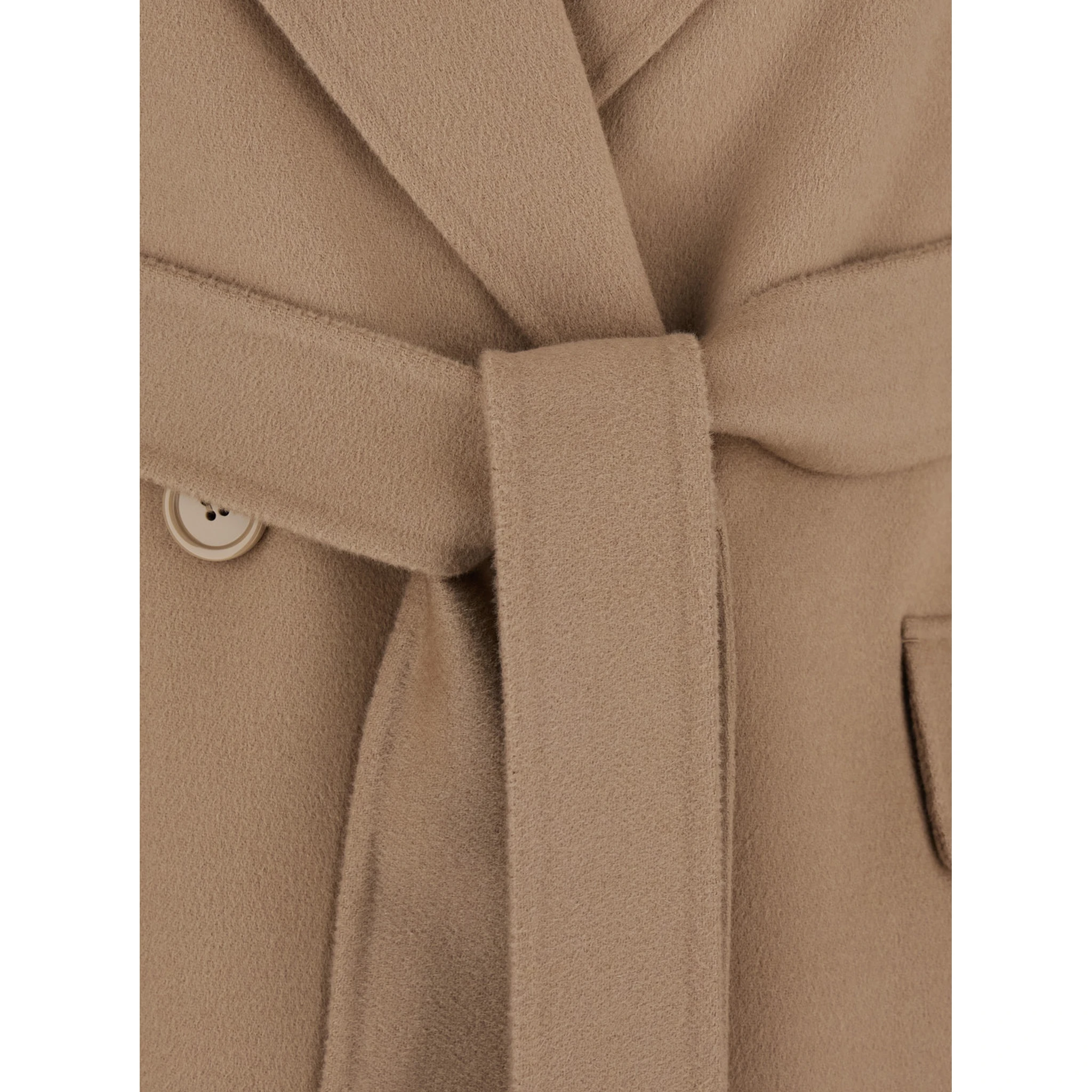 Enzo Beige Coat with Wide Notched Revers in Virgin Wool Woman