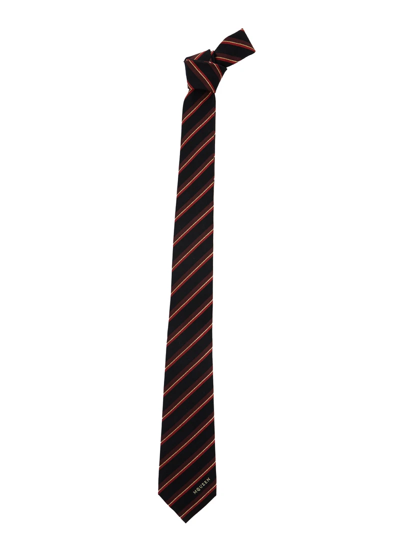 Multicolor Tie with Striped Motif in Wool Man