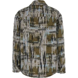 Multicolor Overshirt with Pointed Collar in Brushed Wool Woman