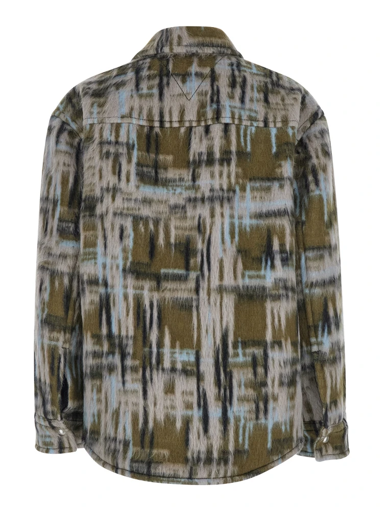 Multicolor Overshirt with Pointed Collar in Brushed Wool Woman alternative