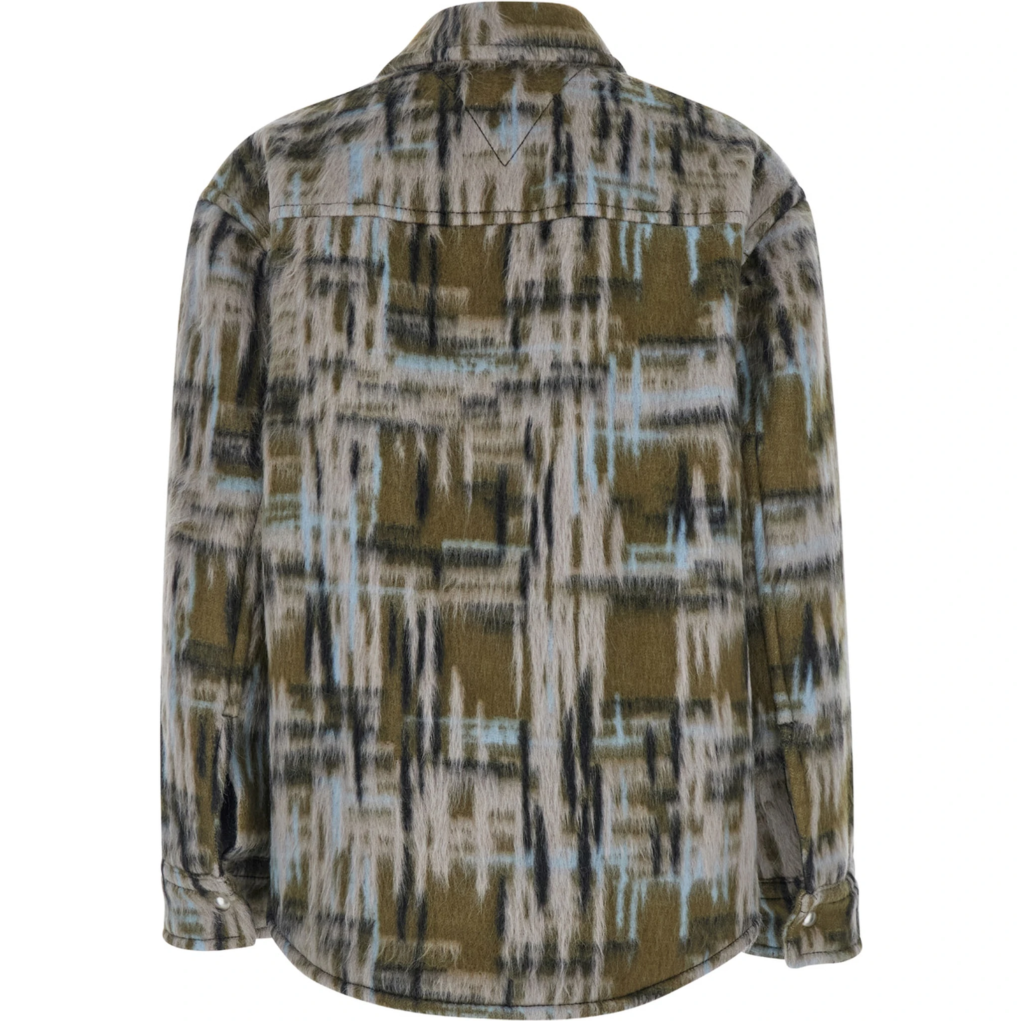 Multicolor Overshirt with Pointed Collar in Brushed Wool Woman