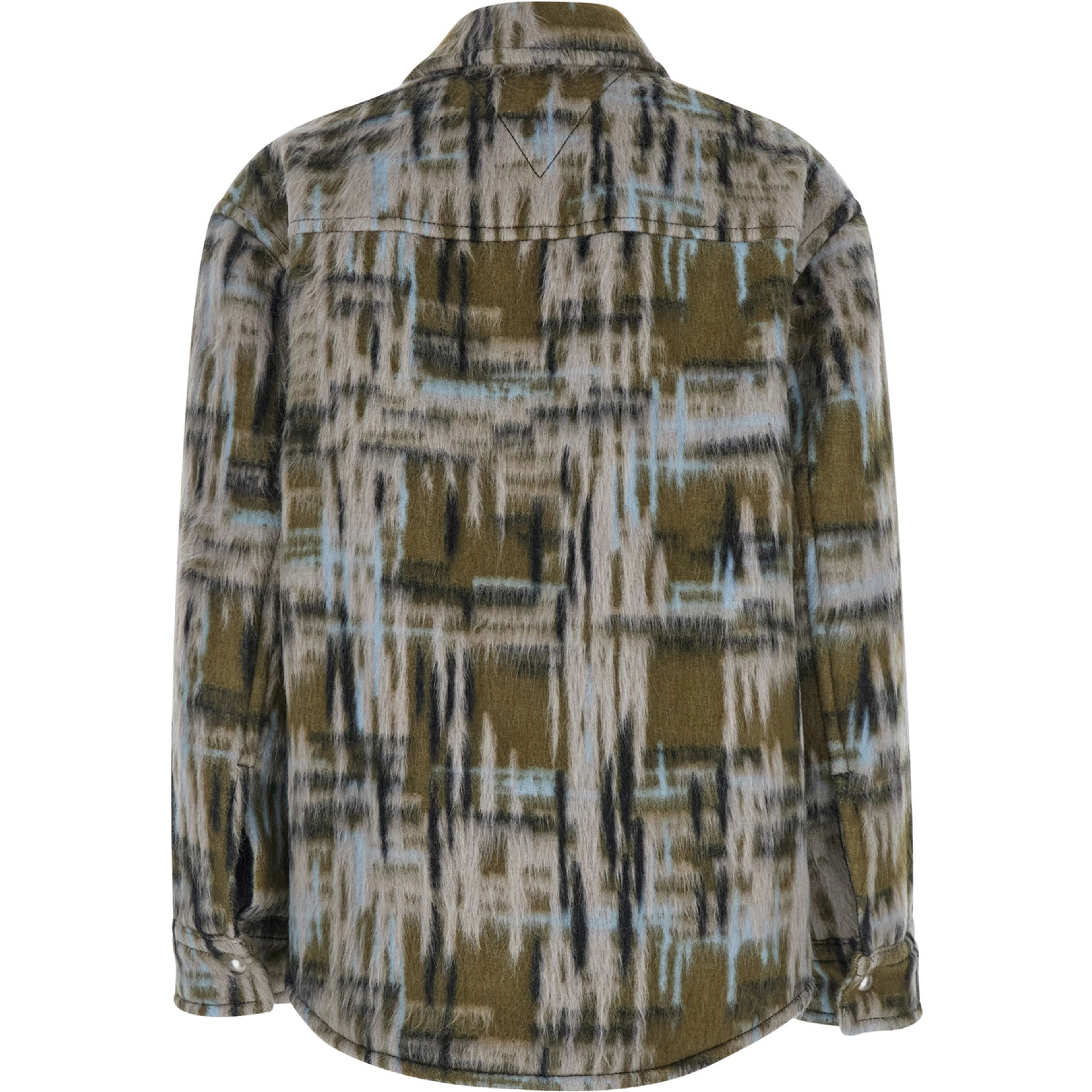 Multicolor Overshirt with Pointed Collar in Brushed Wool Woman