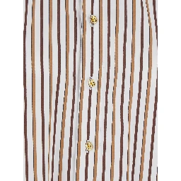 Multicolor Shirt with Classic Collar and All-Over Striped Motif in Cotton Woman