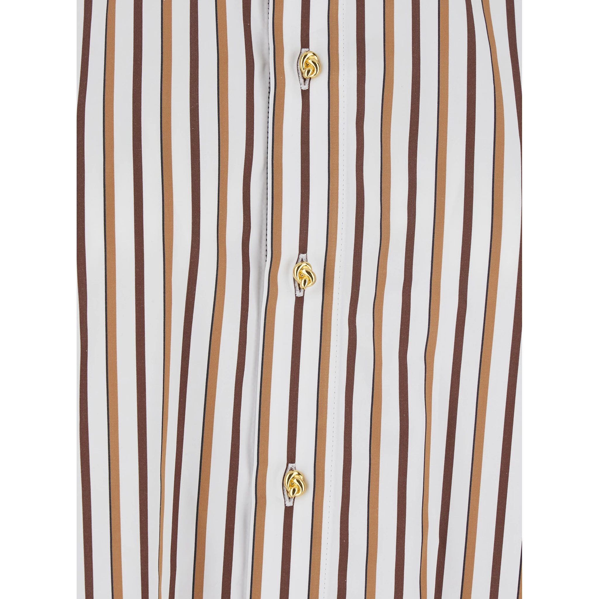 Multicolor Shirt with Classic Collar and All-Over Striped Motif in Cotton Woman