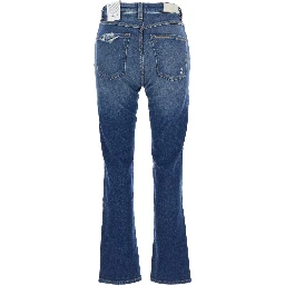 Blue Flared Jeans with Logo Patch on the Rear and Logo Detail on the Rear in Denim Woman