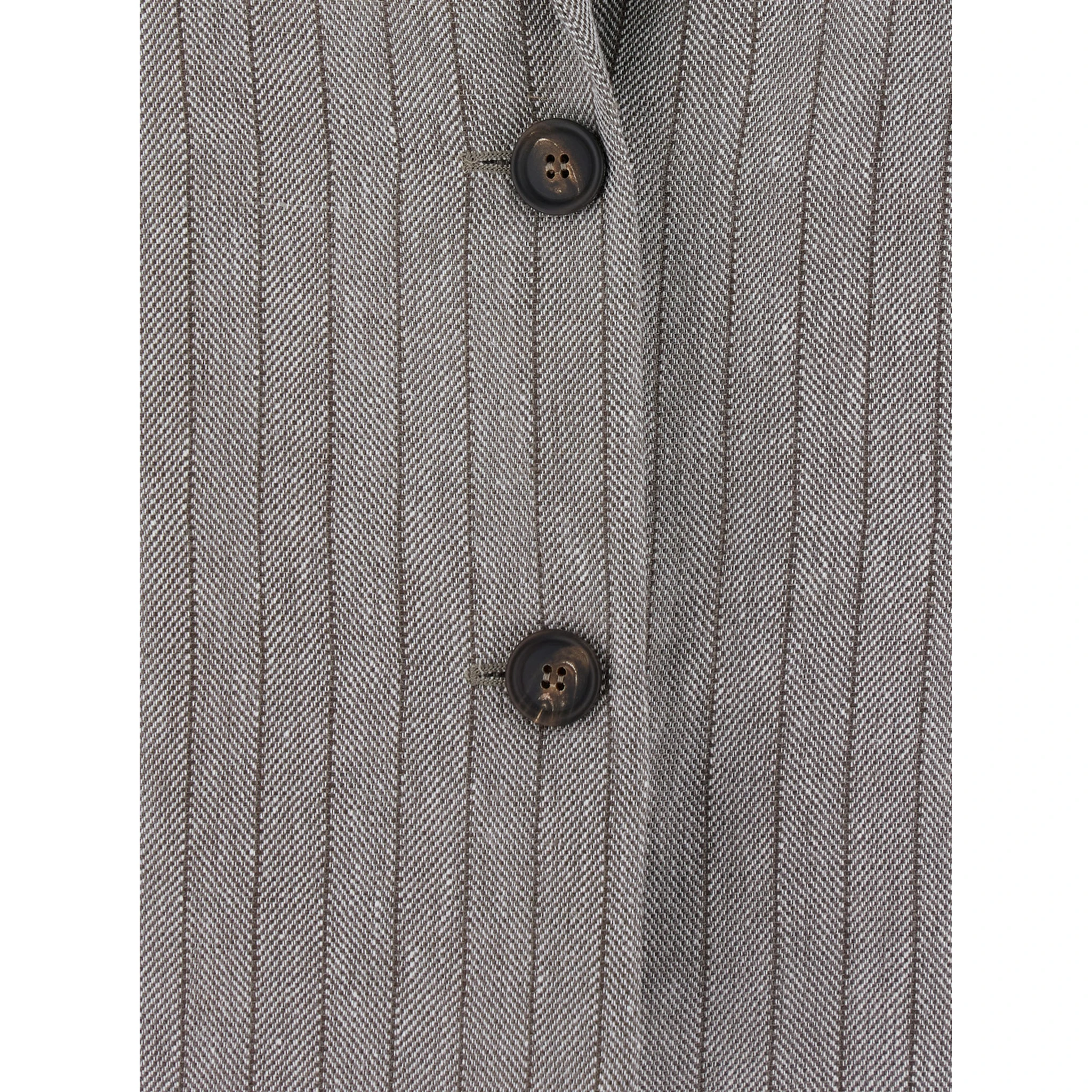 Grey Jacket with Notched Revers and All-Over Striped Motif in Linen Blend Woman