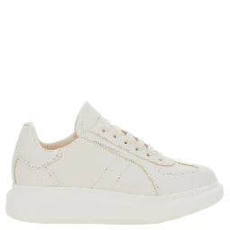 White Sneakers with Logo Patch on the Tongue and Embossed Logo on the Heel in Leather Woman