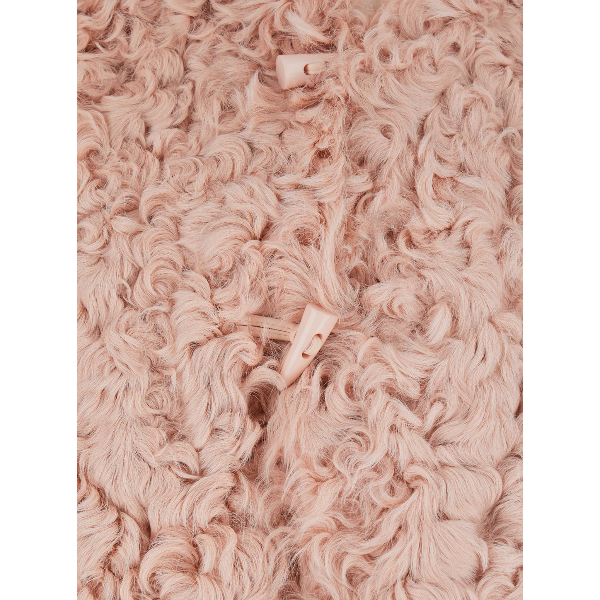 Pink Collarless Fur Jacket with Front Toggle Closure in Fur Woman