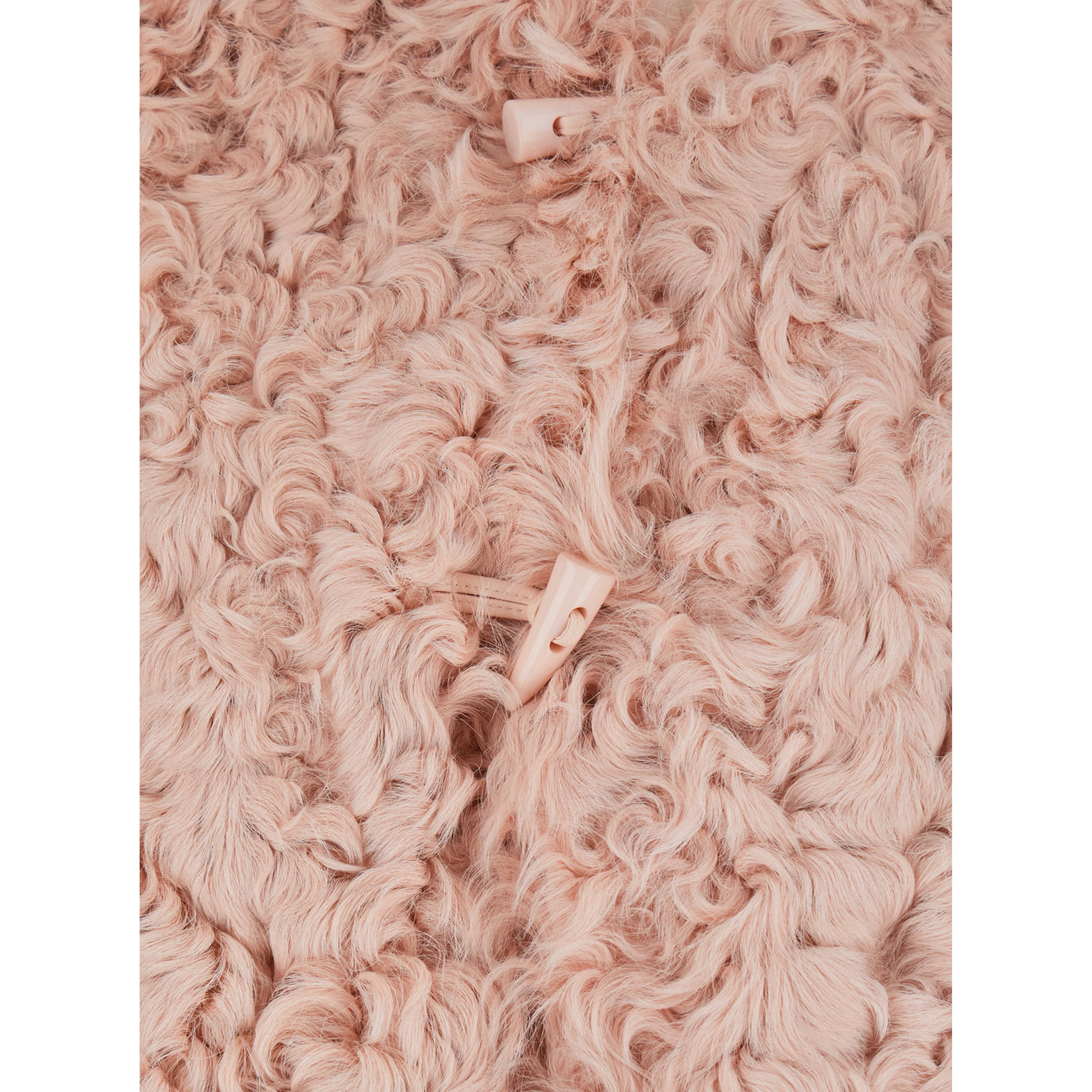Pink Collarless Fur Jacket with Front Toggle Closure in Fur Woman