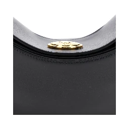 Le Calisso Rond Large Black Shoulder Bag with Adjustable Strap and Embossed Logo in Leather Woman
