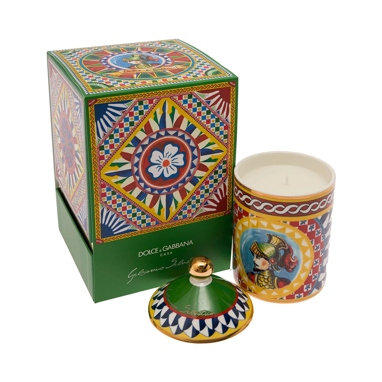 شمعة معطرة برائحة الياسمين البري مع غطاء وطبعة كاريتو