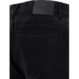 Black Jeans with Logo Patch on the Rear and Worn Out Effect in Denim Man