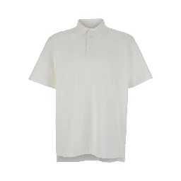 White Polo Shirt with Logo Embroidery on the Front in Cotton Man