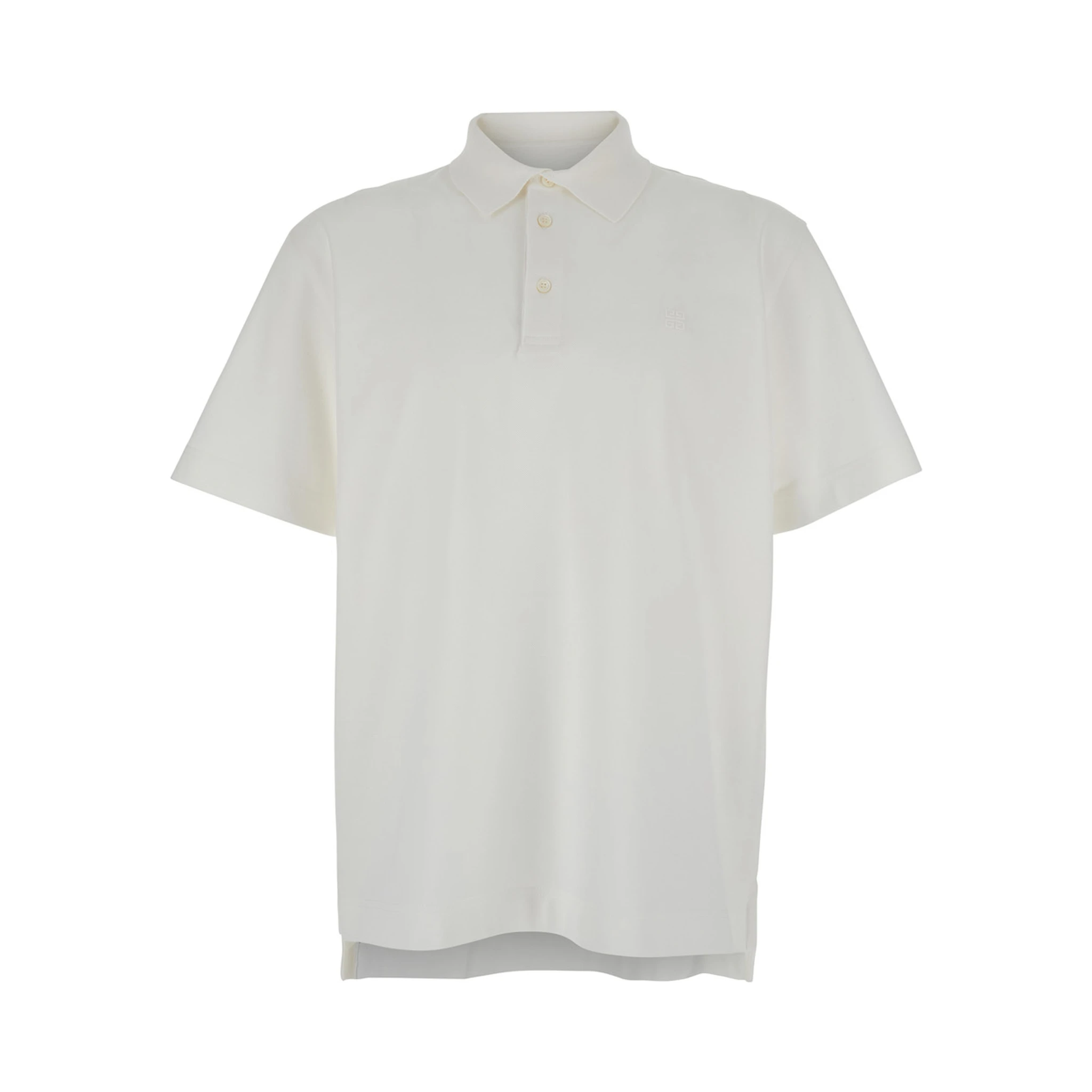 White Polo Shirt with Logo Embroidery on the Front in Cotton Man