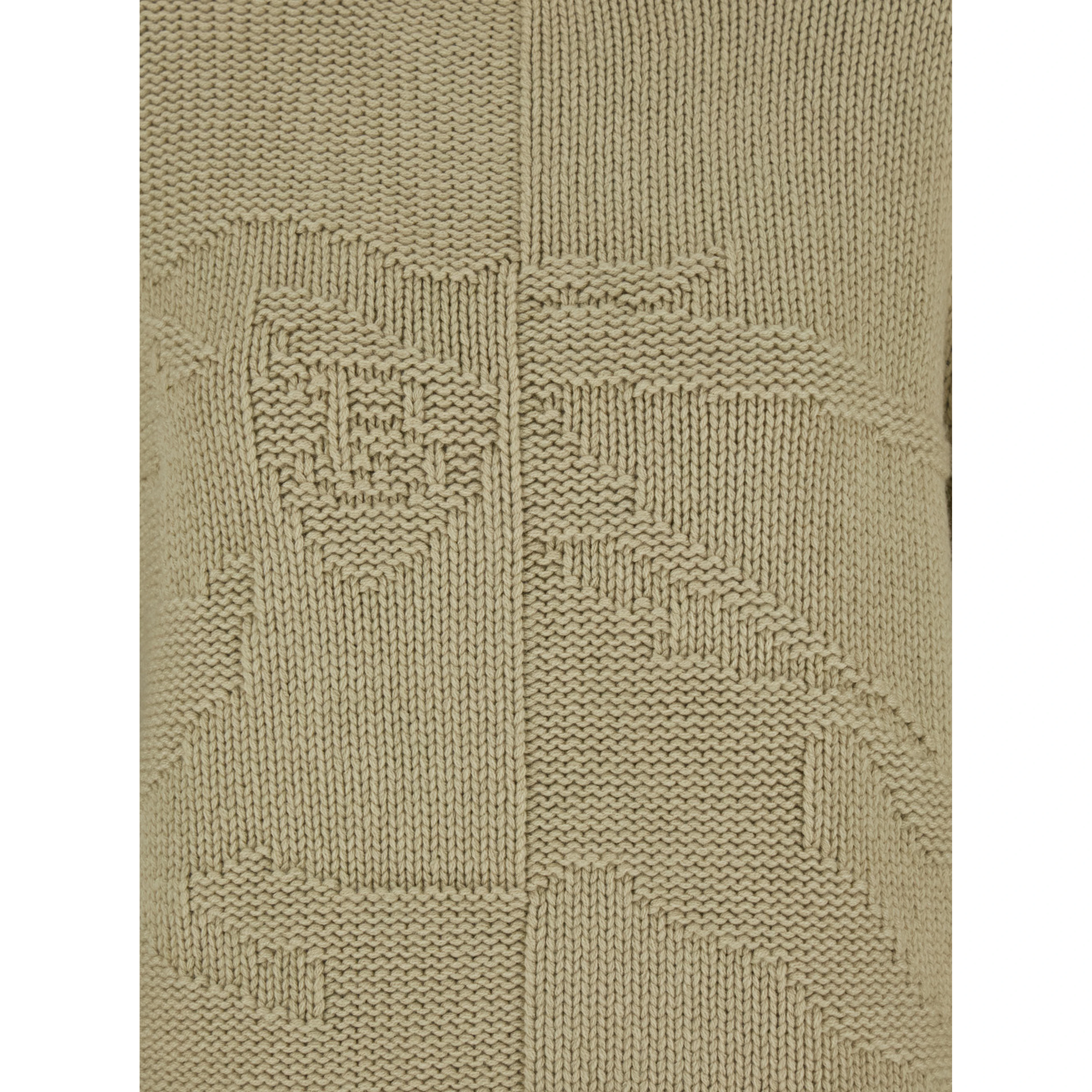 Beige High Neck Sweater with EKD Motif in Cashmere Woman