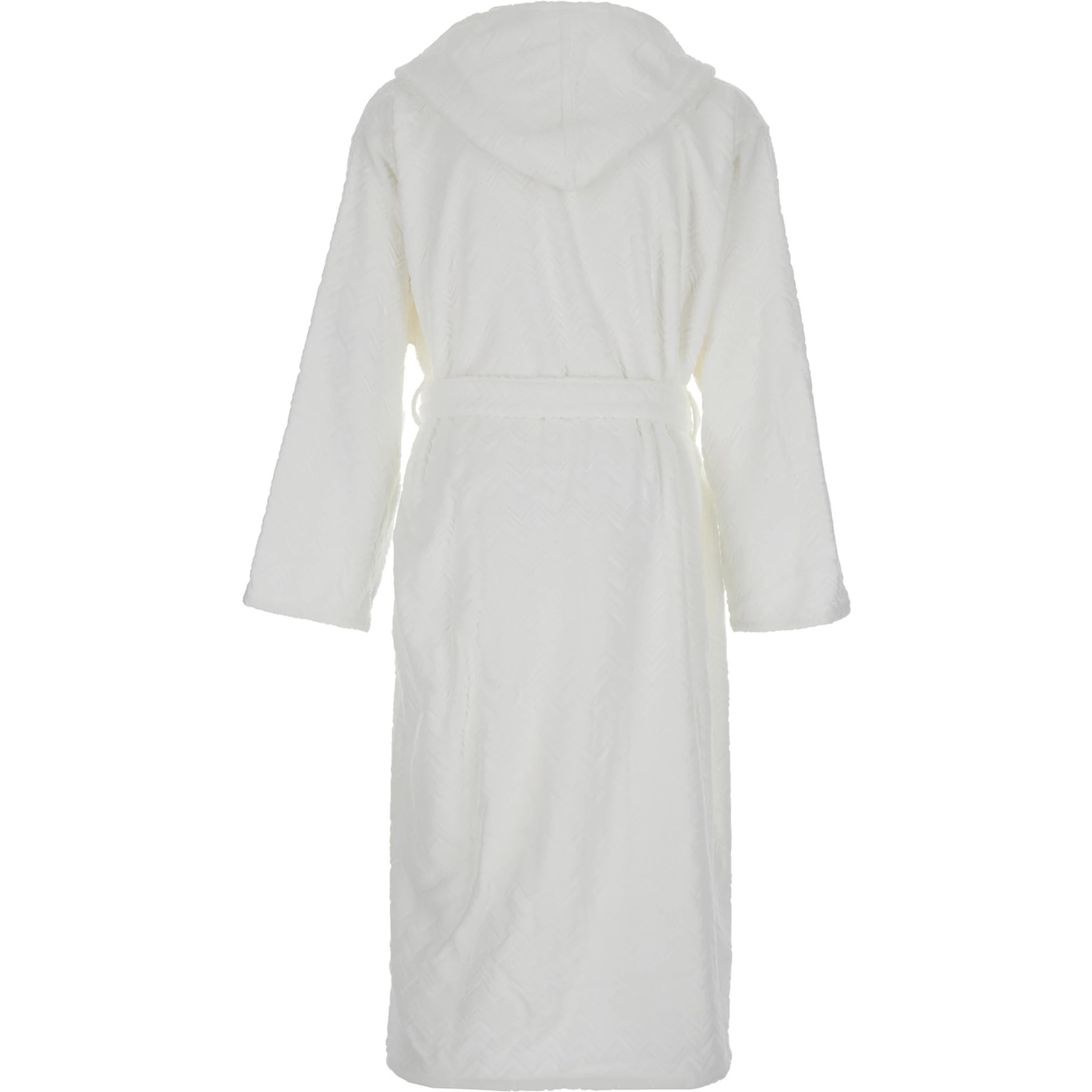 White Bathrobe with Zig Zag Motif in Cotton