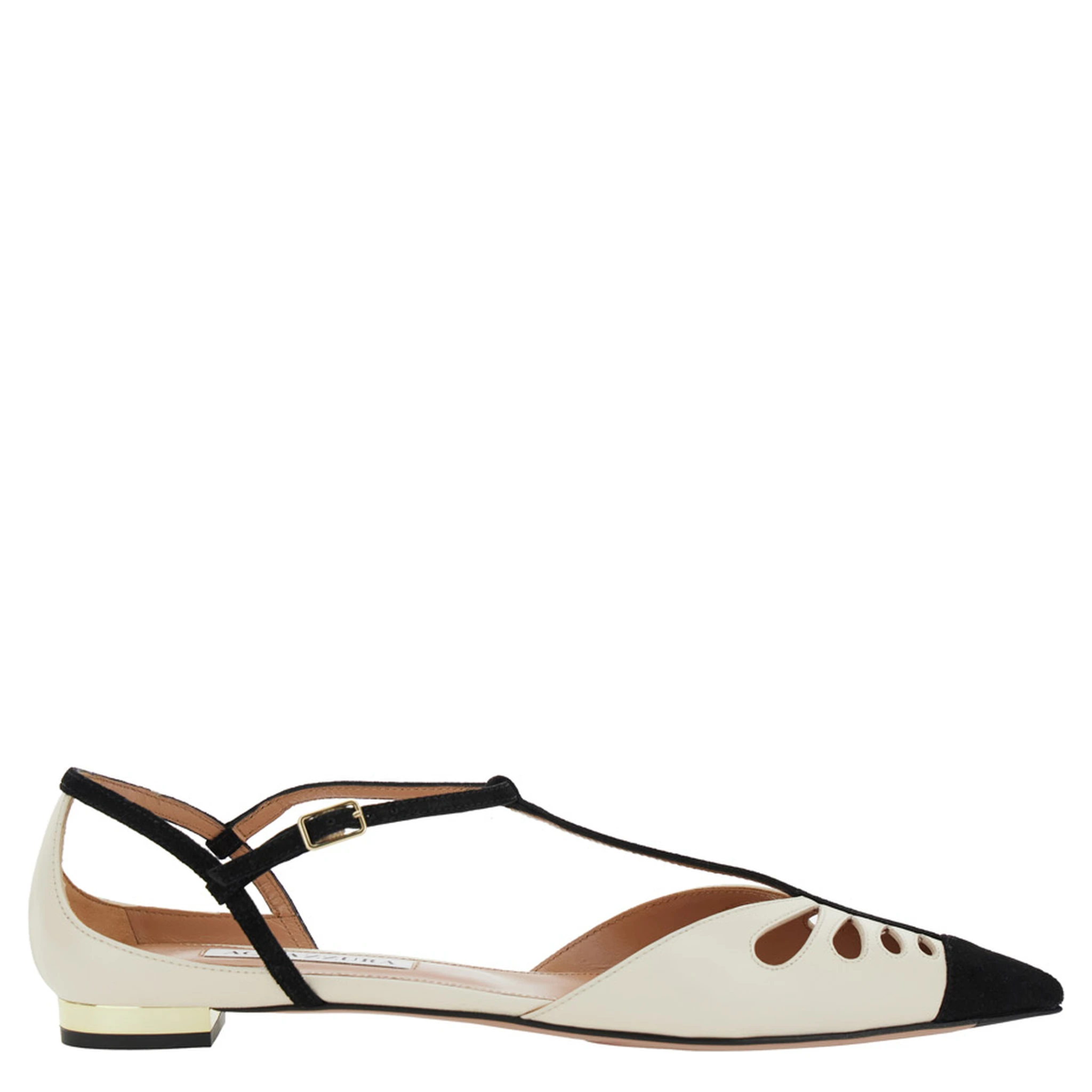 Camille White Ballet Shoes with Cut-Out Detail in Leather Woman