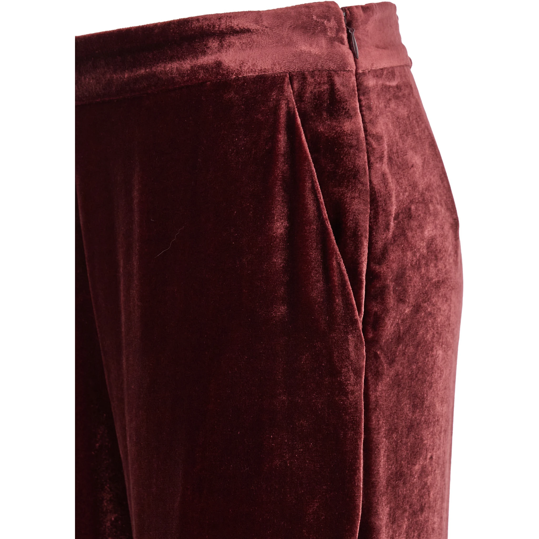 Red Pants with Elastic Waistband in Velvet Woman