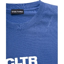 Blue Crewneck Sweatshirt with Contrasting CLTR Print in Jersey Man