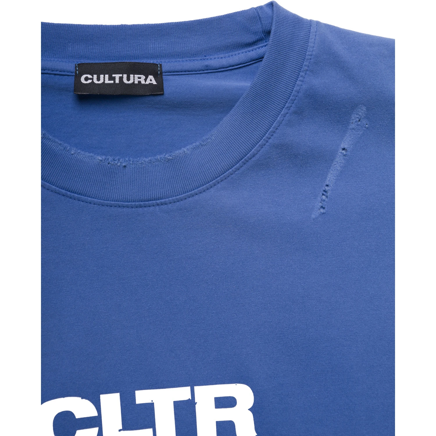 Blue Crewneck Sweatshirt with Contrasting CLTR Print in Jersey Man