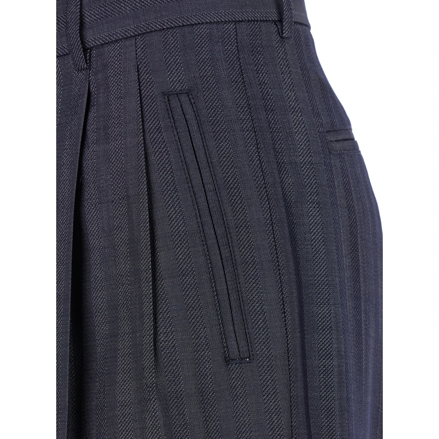 Grey Wide Pants with Concealed Closure in Wool Blend Woman
