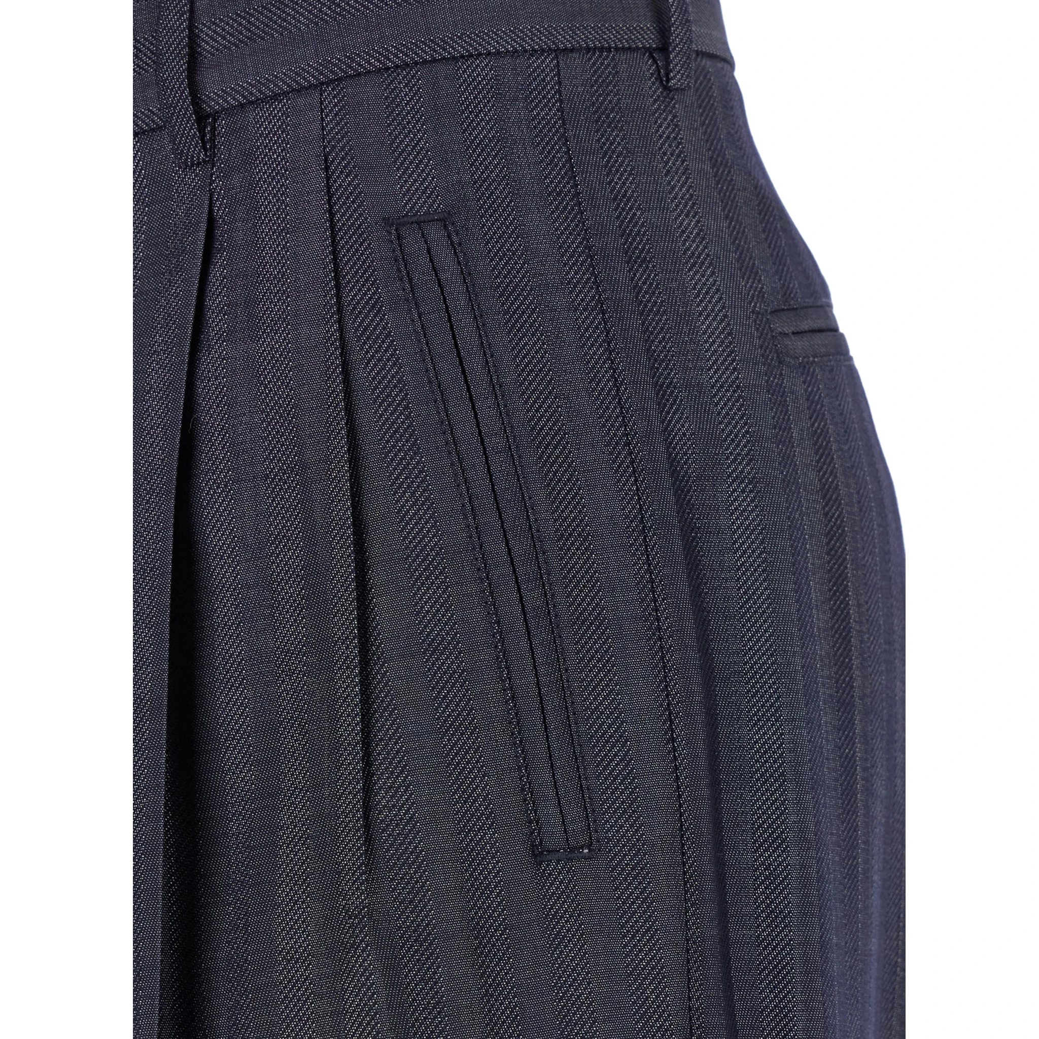 Grey Wide Pants with Concealed Closure in Wool Blend Woman