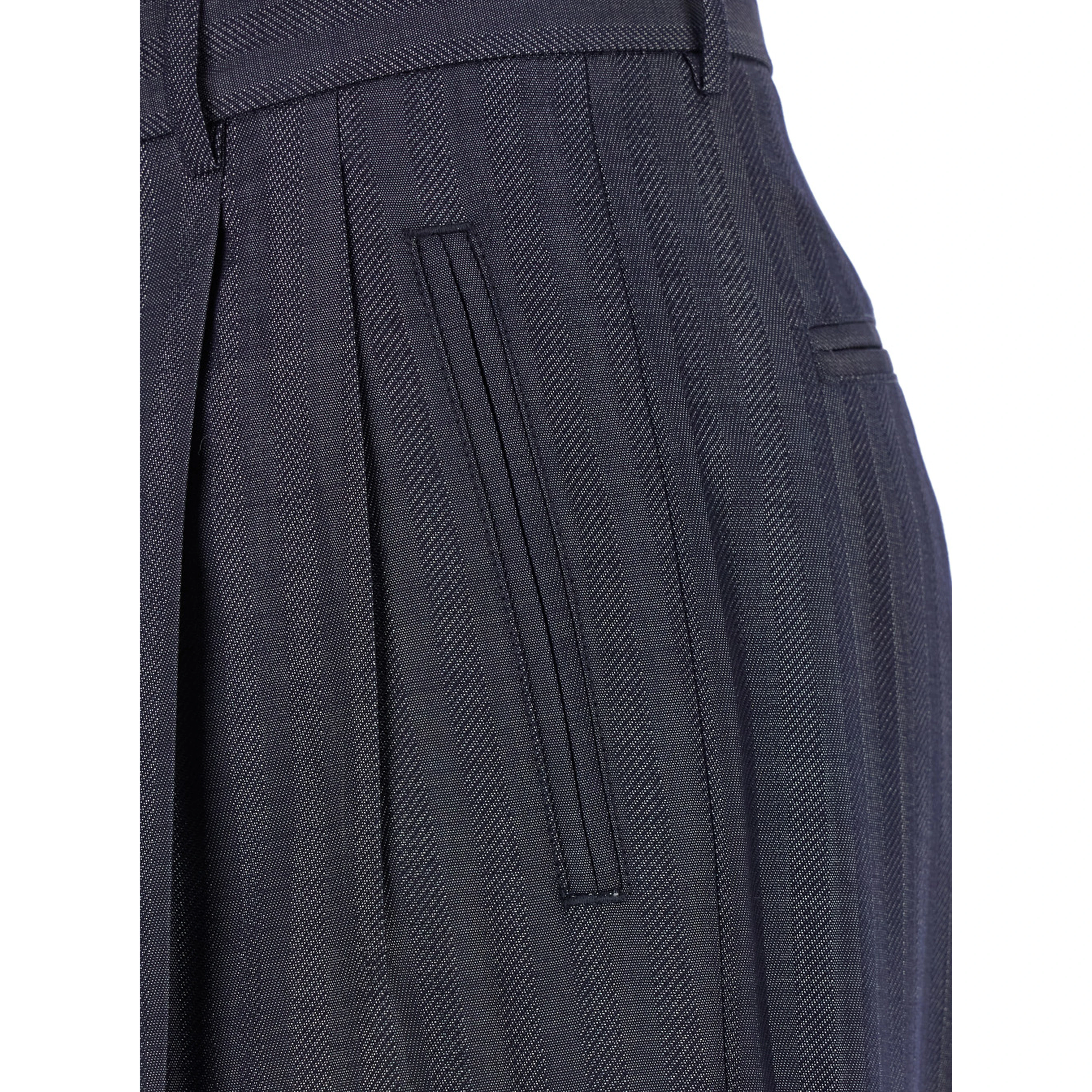 Grey Wide Pants with Concealed Closure in Wool Blend Woman
