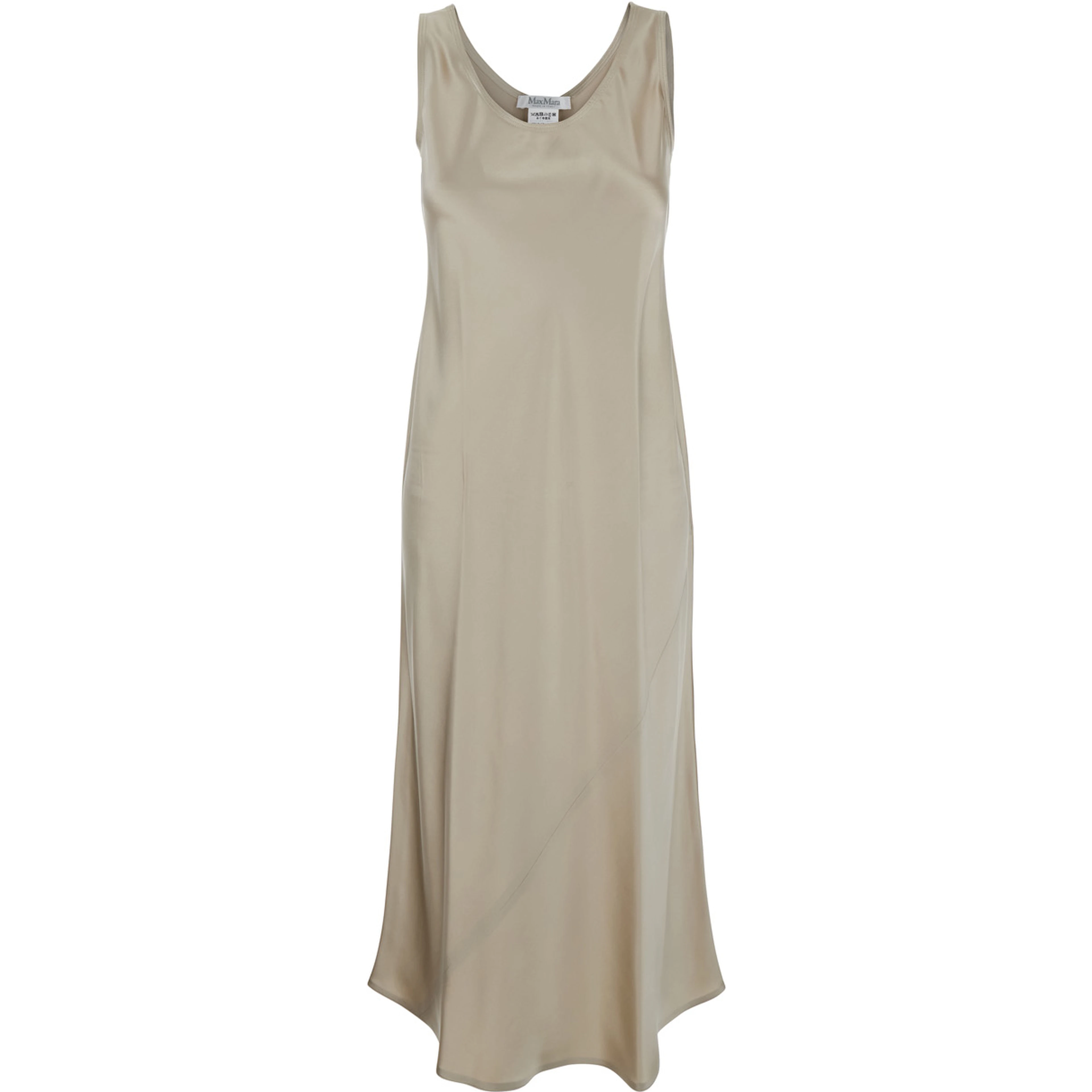 Banji Beige Dress with Asymmetrical Bottom in Silk Woman