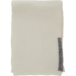White Scarf with Contrasting Detail in Wool Woman