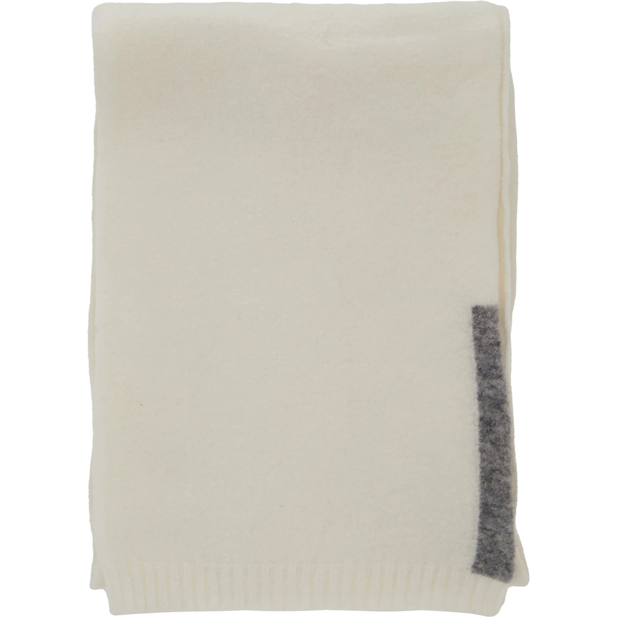 White Scarf with Contrasting Detail in Wool Woman