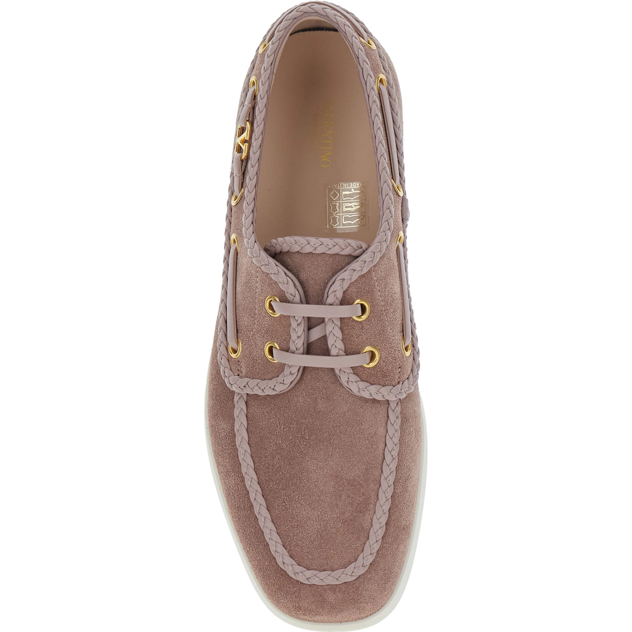 Beige Loafers with Front Laces and Chunky Decorative Laces in Suede Woman