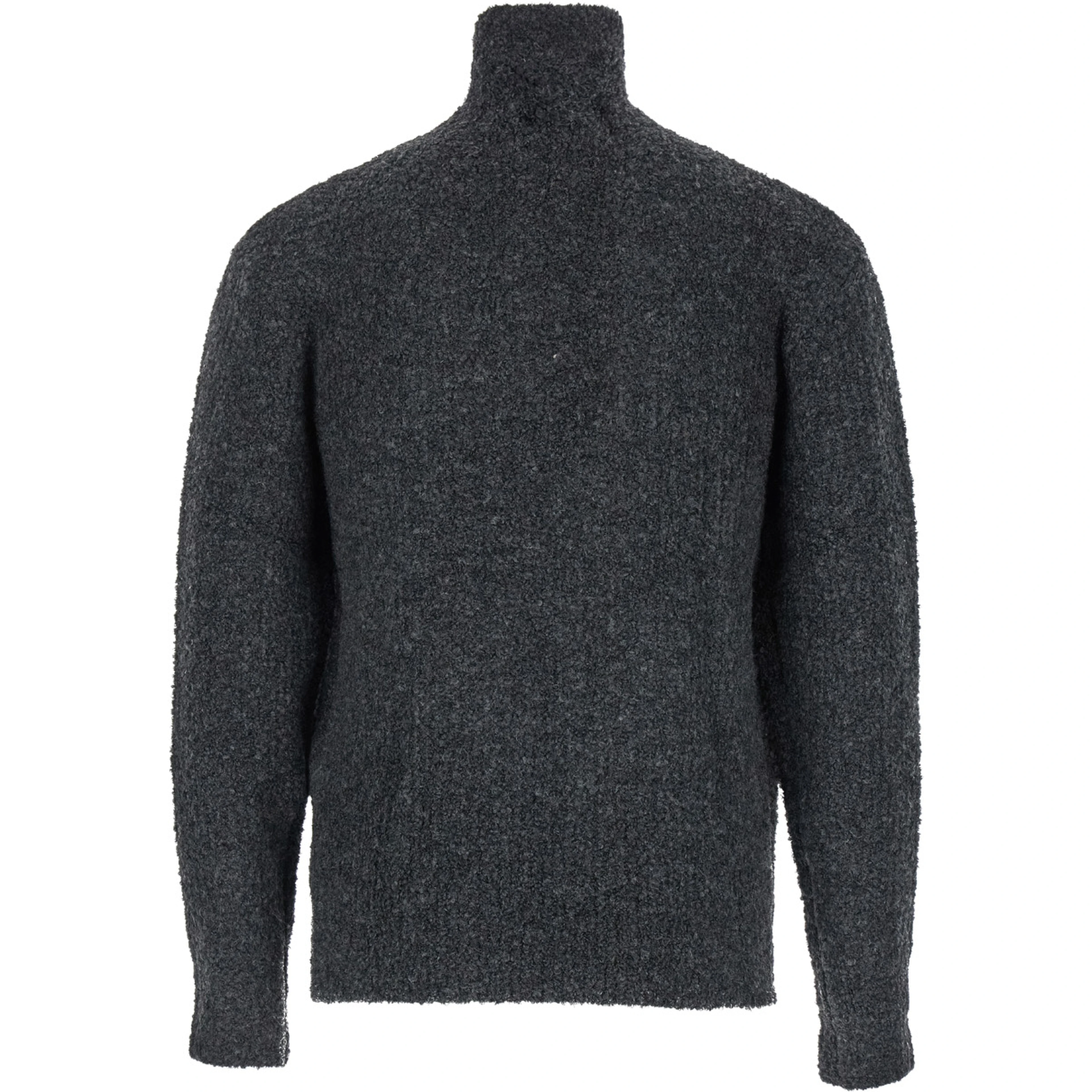Grey High Neck Swater with Zip in Wool Blend Man