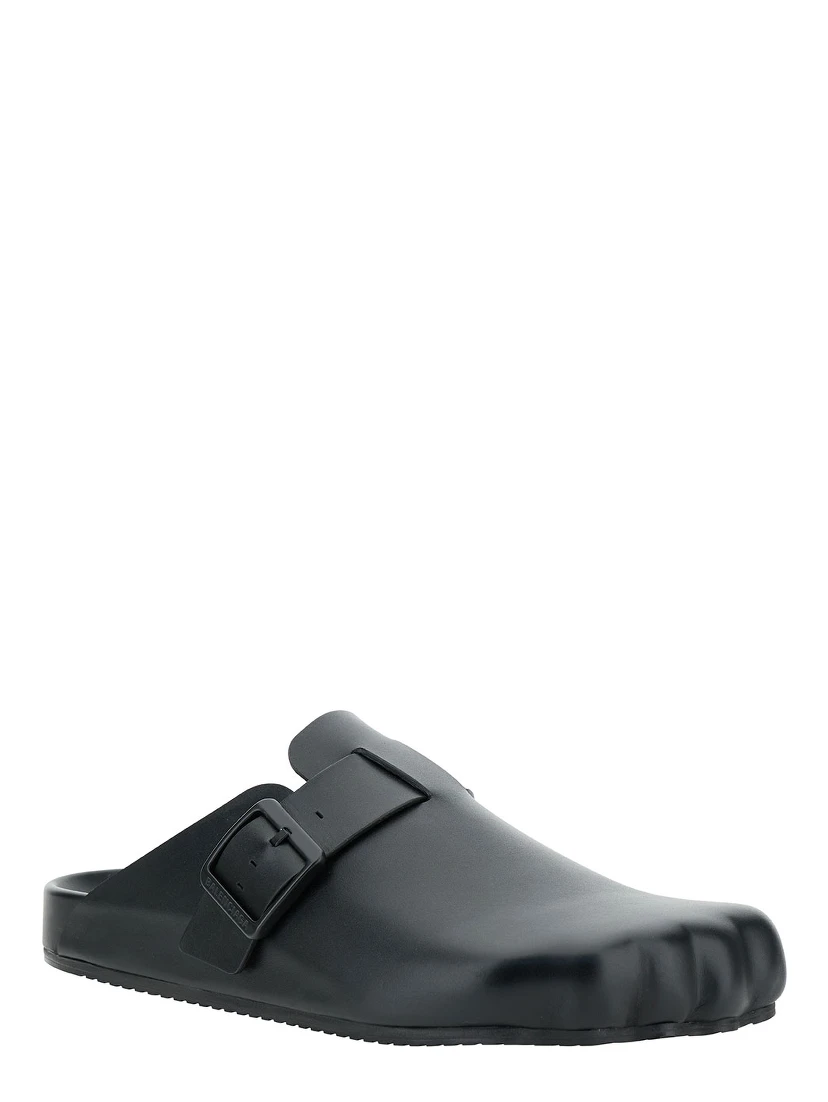 Sunday Black Mules with Five Finger Shape at Toe in Matte Leather Man