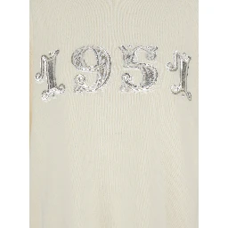 White Sweater with 1951 Logo in Wool and Cashmere Woman