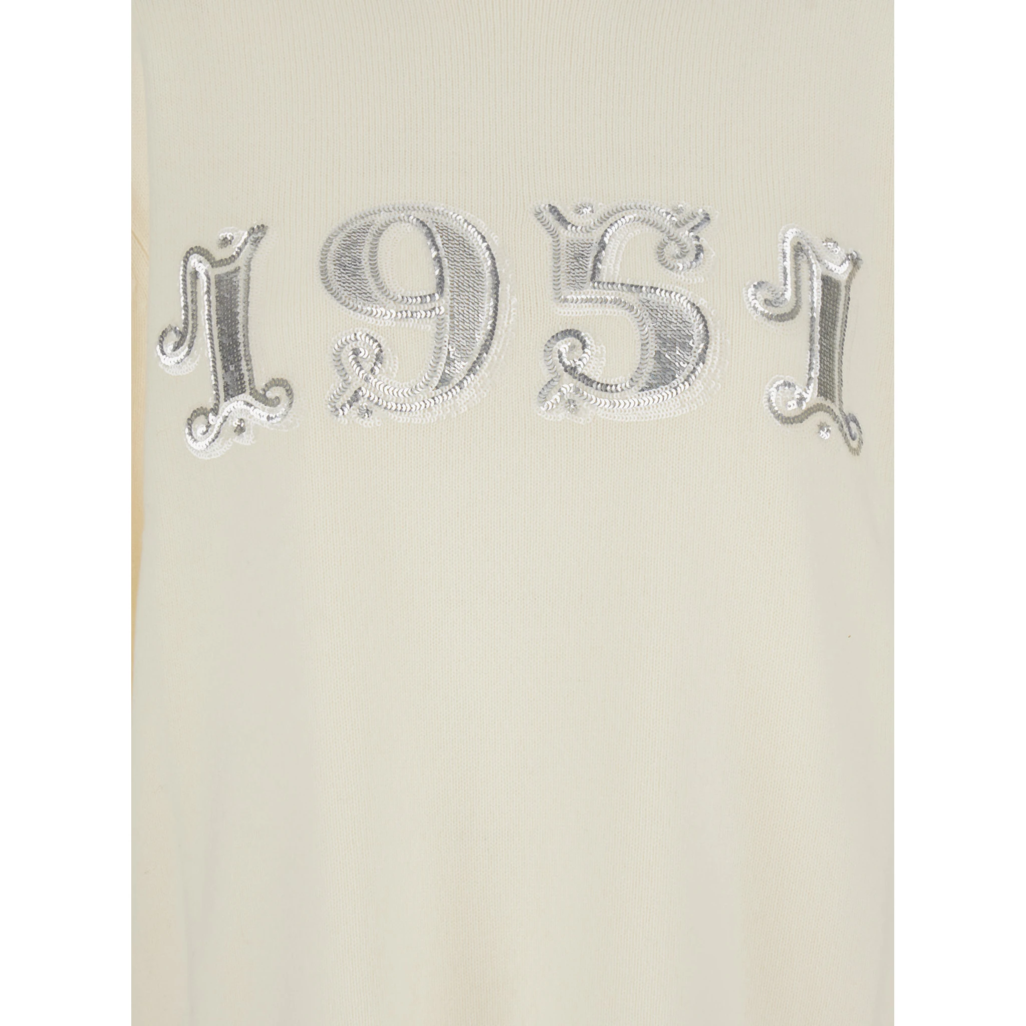 White Sweater with 1951 Logo in Wool and Cashmere Woman