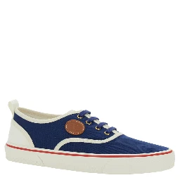 Blue Low Top Sneakers with VLogo Patch on the Side in Cotton Man
